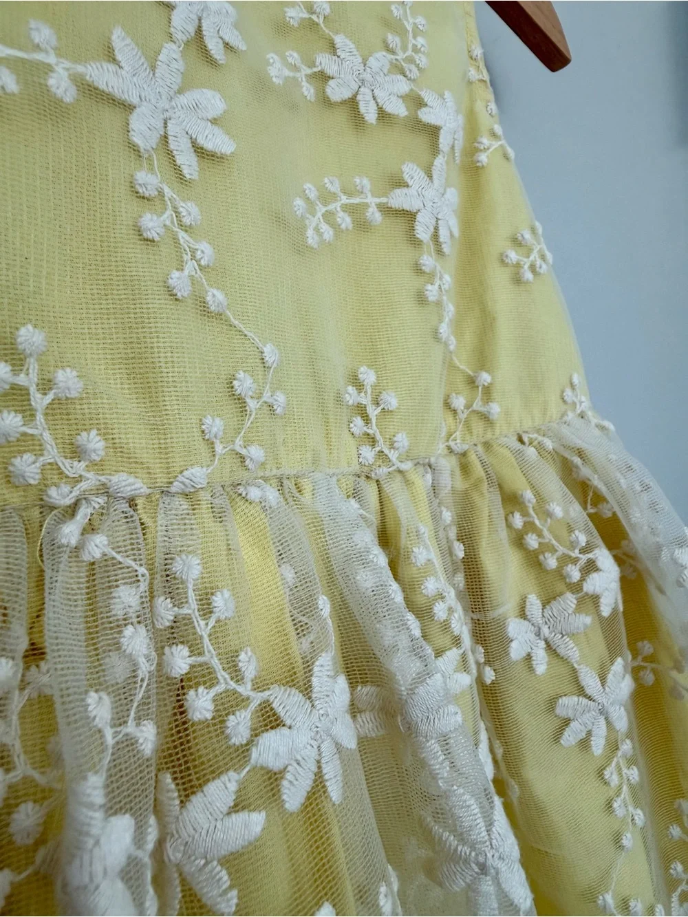 Gymboree Sleeveless Yellow Dress with Floral Lace Overlay and Scalloped Hem